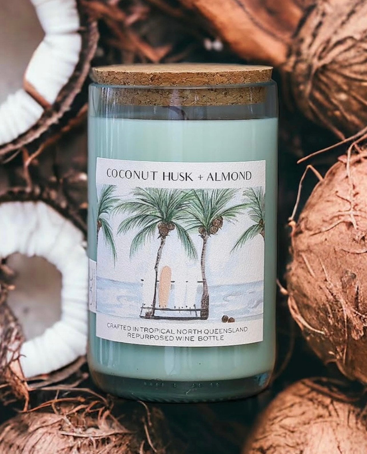 COCONUT HUSK + ALMOND – WINE BOTTLE CANDLE