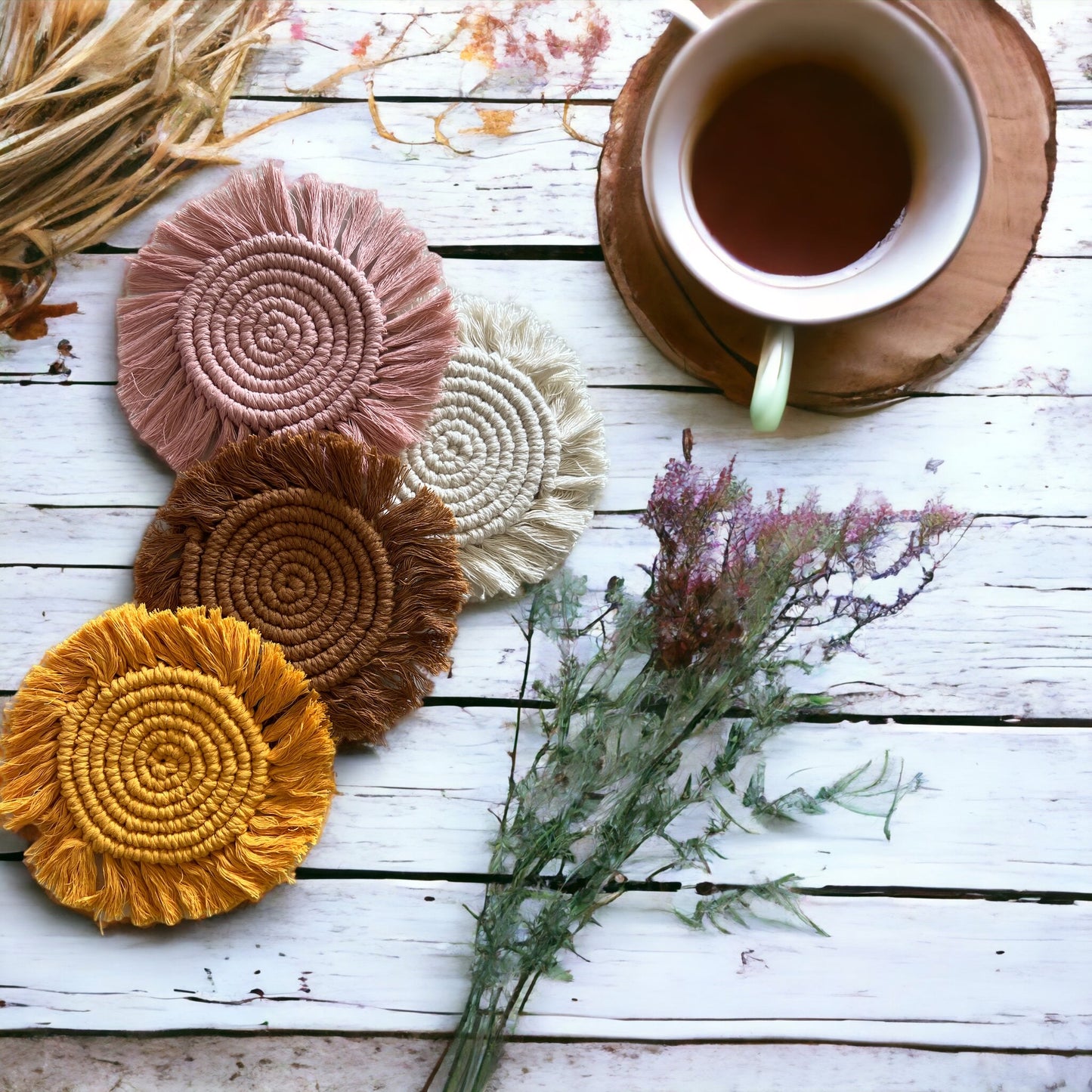 Macrame Candle Coasters