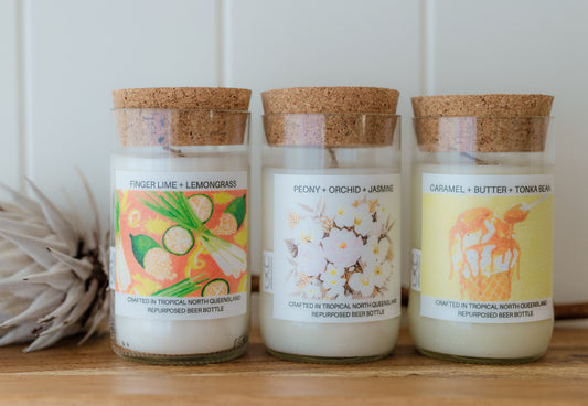 Repurposed Beer Bottle Candles