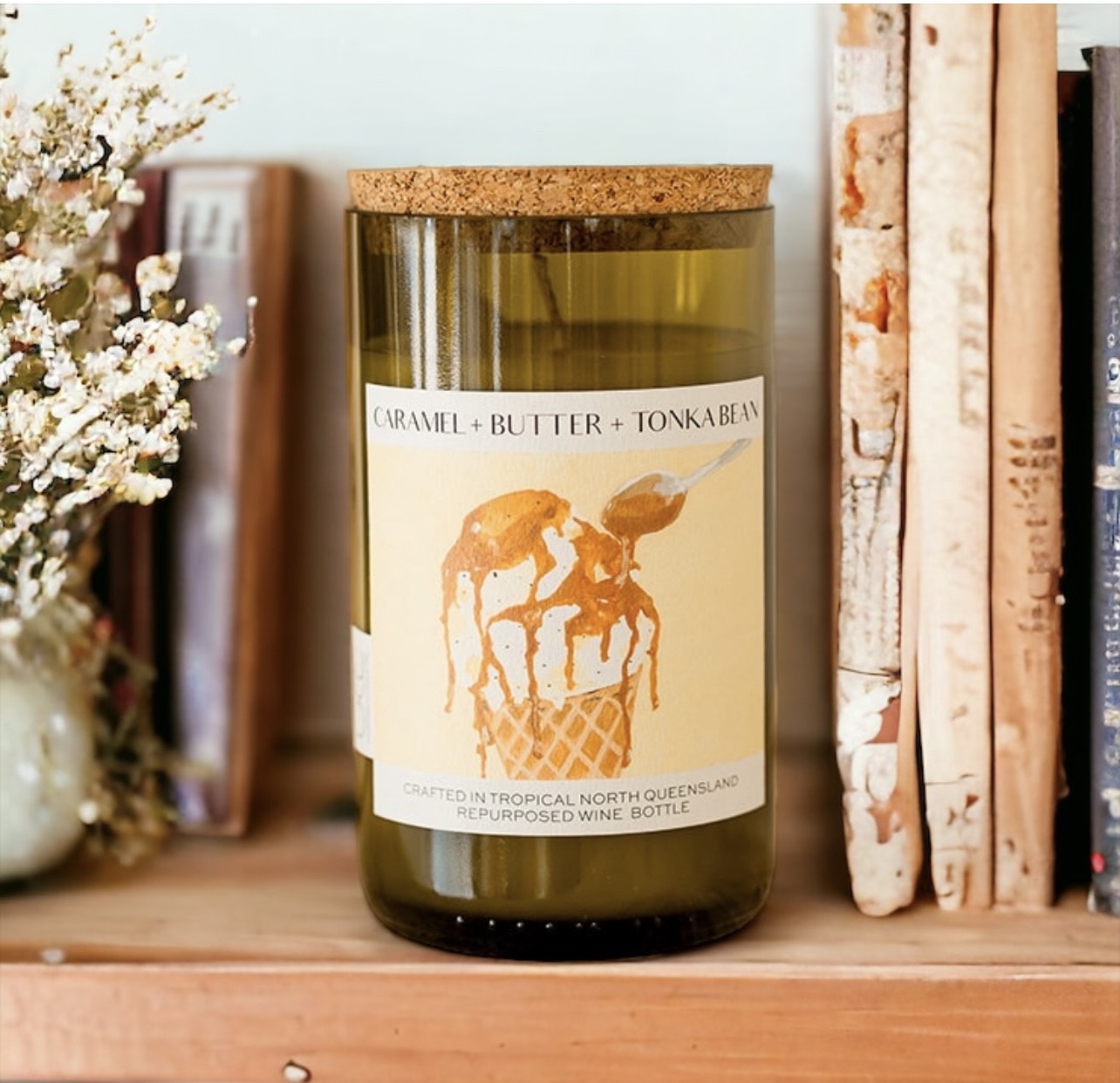 CARAMEL + BUTTER + TONKA BEAN – WINE BOTTLE CANDLE