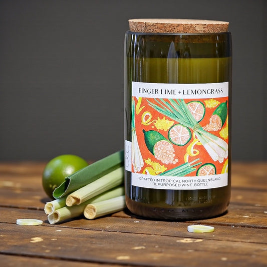 FINGER LIME + LEMONGRASS – WINE BOTTLE CANDLE