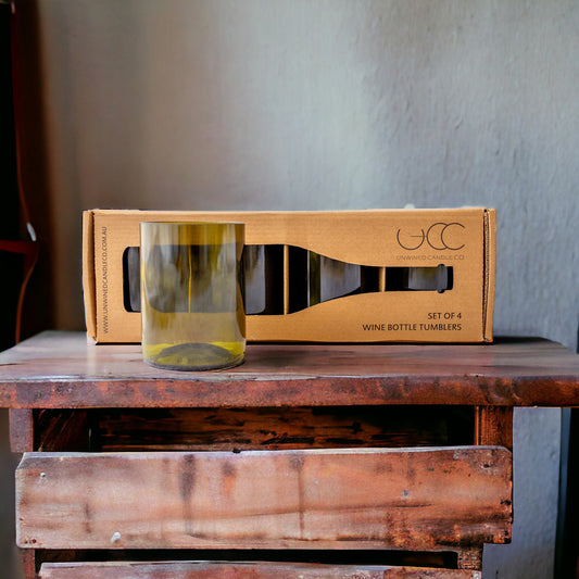 REPURPOSED WINE BOTTLE TUMBLERS - SET OF 4