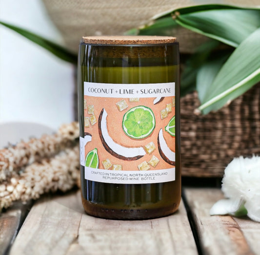 COCONUT + LIME + SUGARCANE – WINE BOTTLE CANDLE